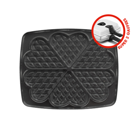 Non-stick coating plates for heart-shaped waffle - Super 2 Gaufres