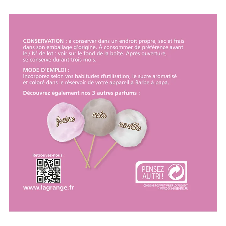 Sucre pour Barbe à papa à la Framboise