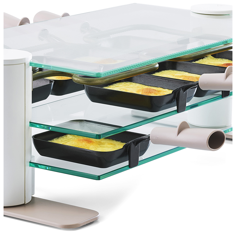 LAGRANGE - Raclette 10 Transparente - Appareil à raclette 10 personnes -  1400W - 3 plateaux fixes verre trempé - Pieds acier laqué - La Poste